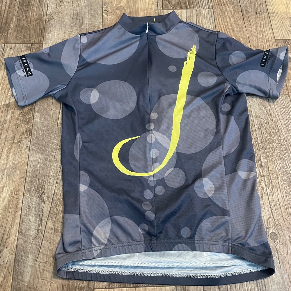 Livestrong Lance‎ Armstrong Foundation Cycling Jersey Mens Medium Grey Yellow